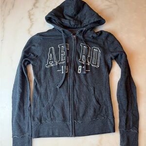 Aeropostale Gray & Navy Hooded Zip Jacket
